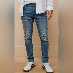 AE Airflex Athletic Ripped Skinny Jeans size 28 X 32